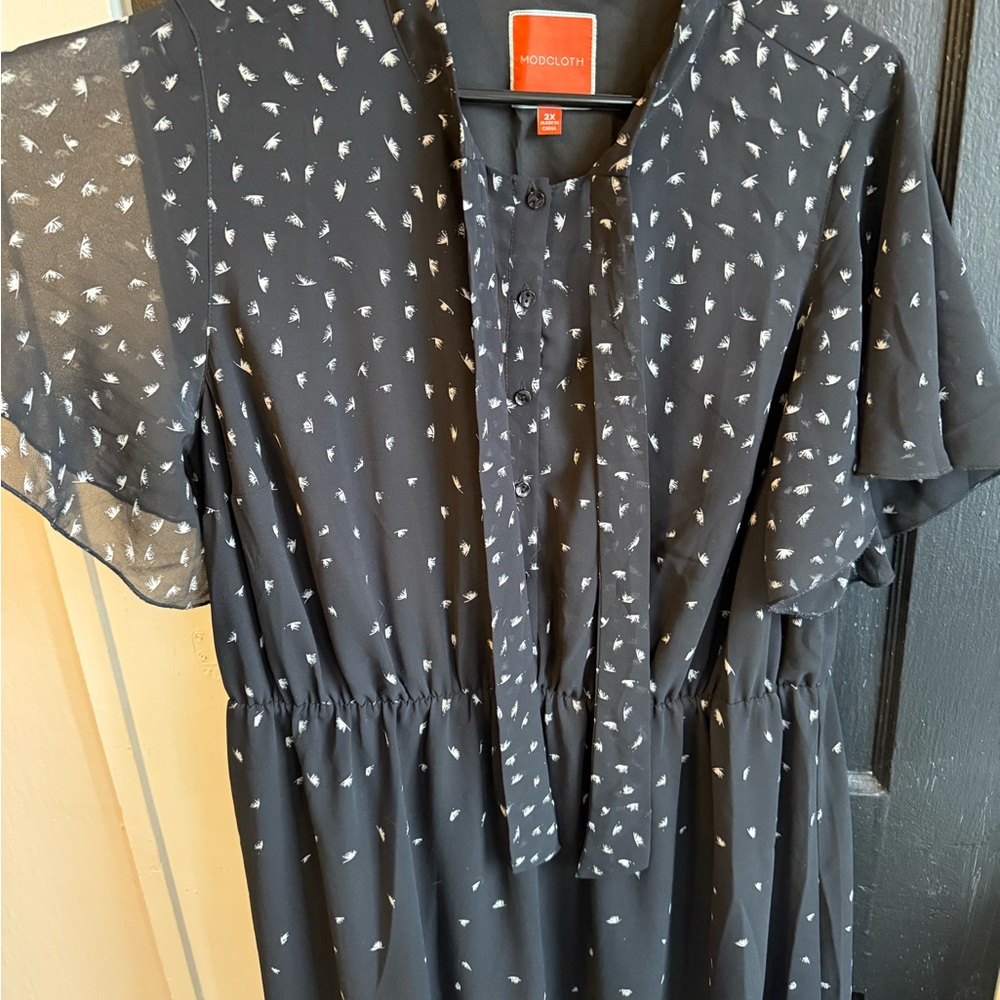 ModCloth Maxi Dress Flitter sleeves charcoal gray black